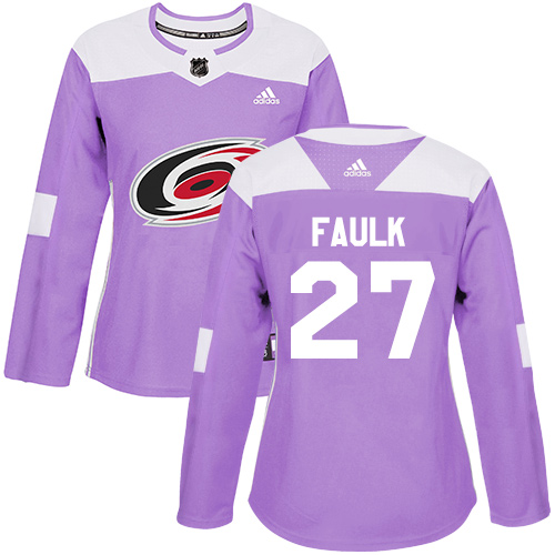 Adidas Hurricanes #27 Justin Faulk Purple Authentic Fights Cancer Women's Stitched NHL Jersey
